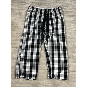 Faded Glory Pajama Pants Womens Large Black Plaid Pull On Drawstring Cotton